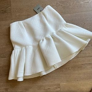 NWT Quilted white peplum skirt